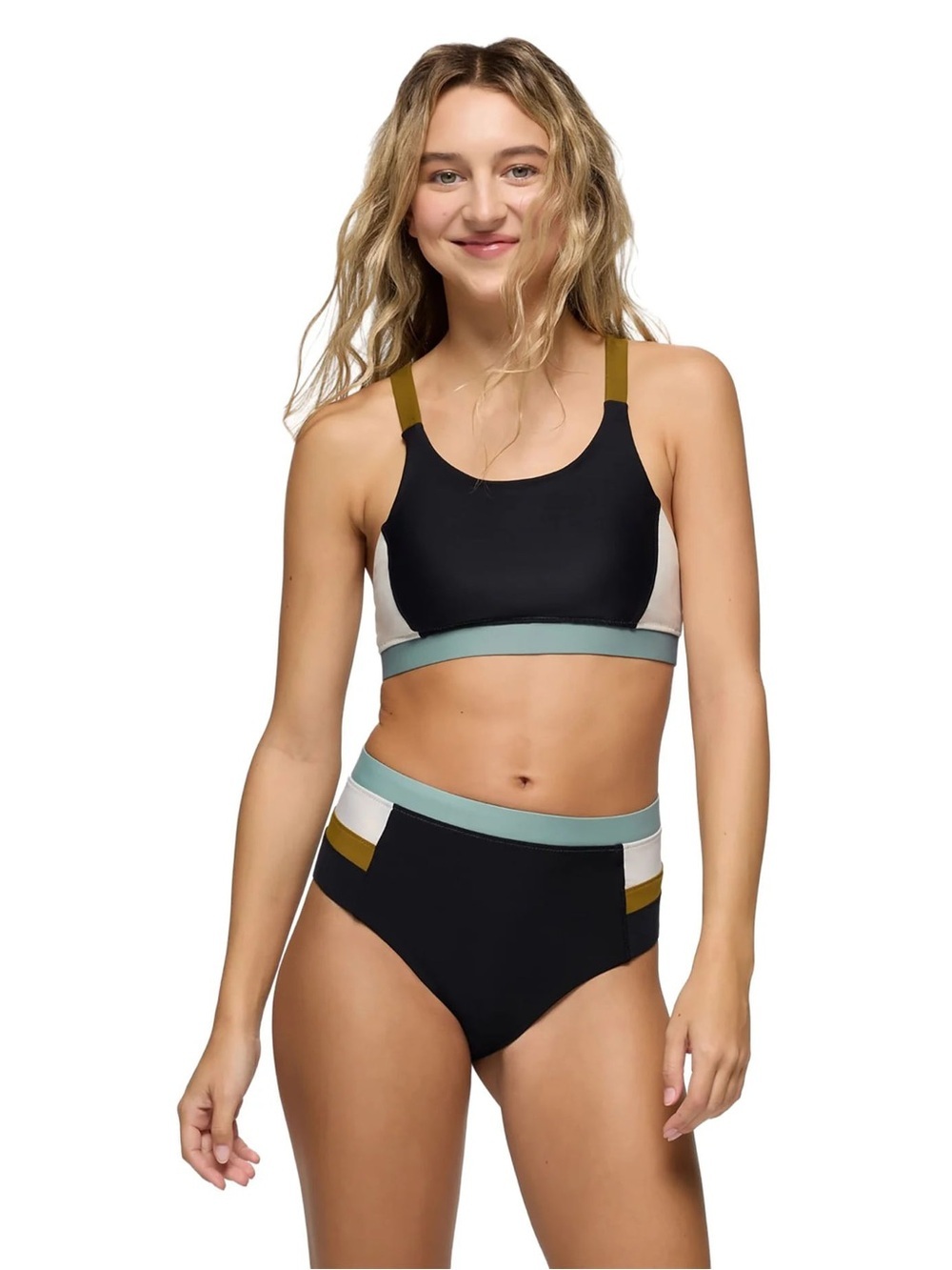 Prana 2 Piece Bikini Lahari Top Baja Bound High Rise Bottoms NWT